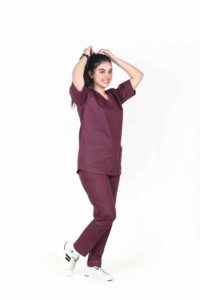 Chic Fit-Maroon Scrubs Straight Bottoms